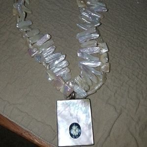 Pearl and aquamarine necklace